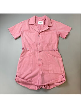 Pistola Romper Small Pink Utility Barbiecore Parker Field Suit Short Flamingo